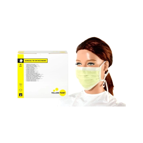 Yellow Point Mondmaskers Type IIR met koordjes geel 50 stuks