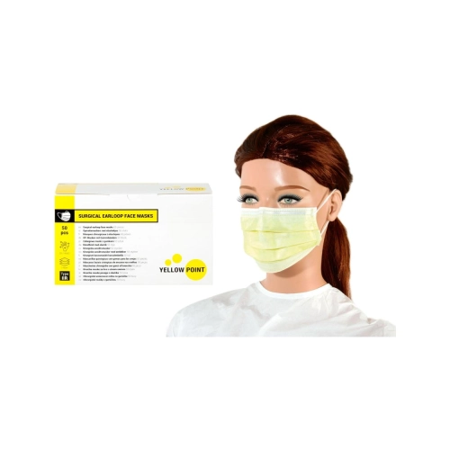 Yellow Point Mondmaskers Type IIR met elastiekjes geel 50 stuks